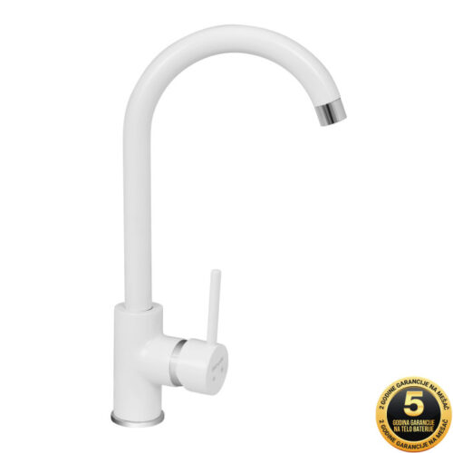 Baterija za sudoperu MINOTTI TUBO 6118-W  2 cevi labud bela