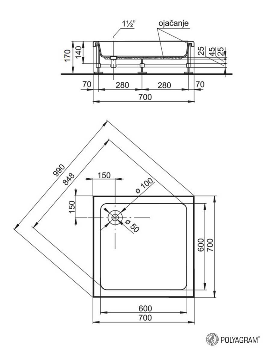 Skica 70x70 Alfa Polyagarm