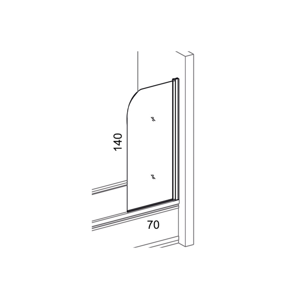 Skica paravana za kadu 70x140 LINNI Skica paravana za kadu 70x140 LINNI