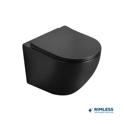 Konzolna WC šolja Minotti Perla Rimless sa soft close das. MWH200 MB crna mat