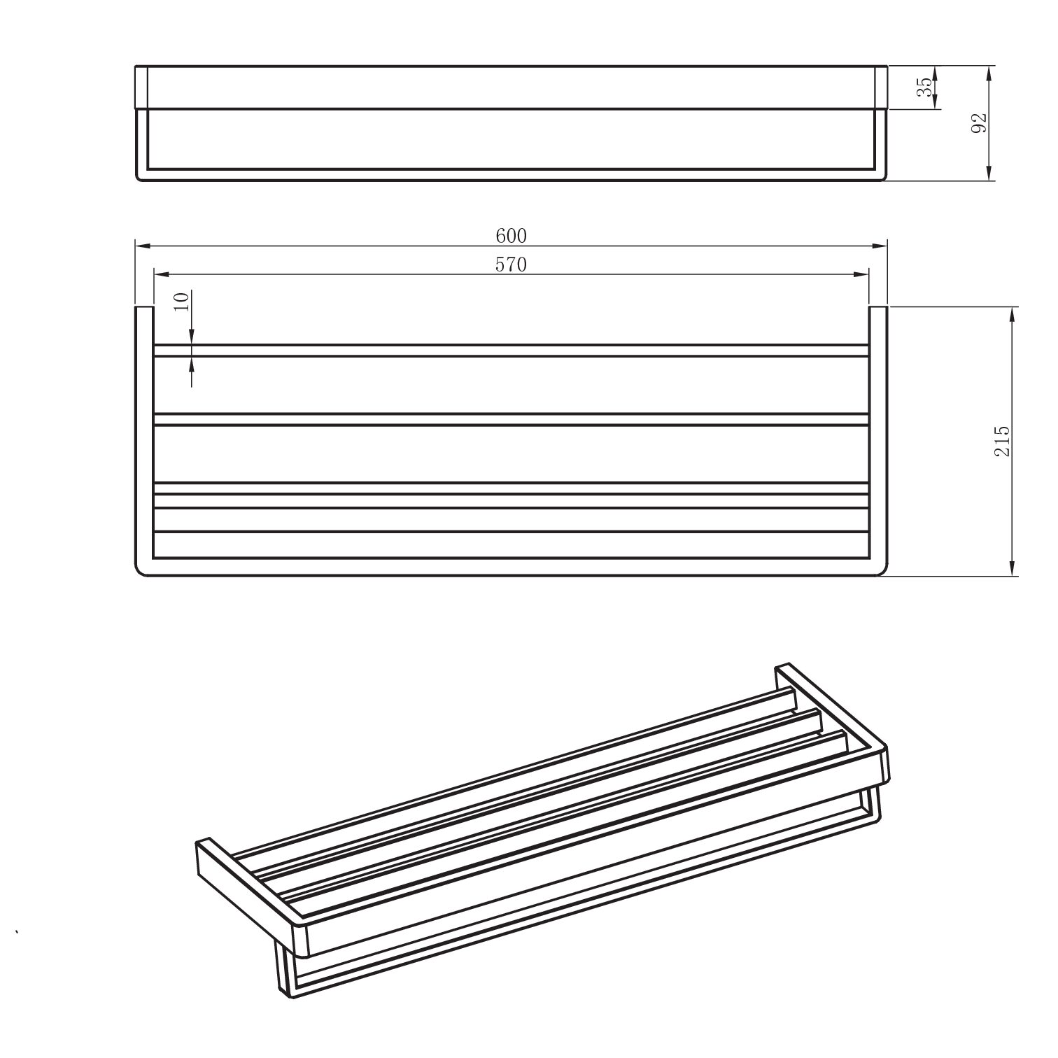 Polica za peškire - tehnički crtež
