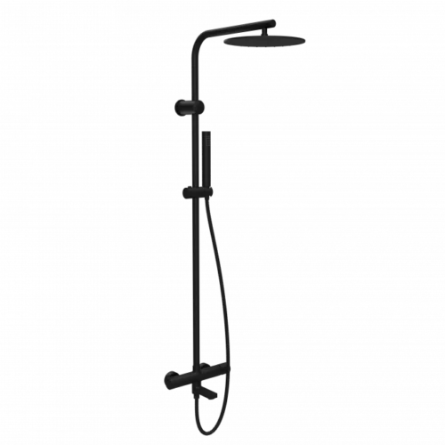 Baterija i usponski tuš sa izlivom COPEN NOOK mat crna okrugli set C-01-110MB